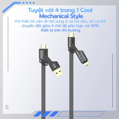 Sạc nhanh 65W Đa năng 4 trong 1 GOOJODOQ USB Type-C Micro tương thích Samsung Huawei – Giá 79.000₫
