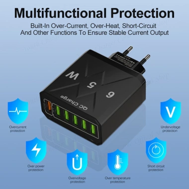 Sạc Nhanh 65W Dạ Quang 6 USB (3.1A) + QC3.0, Bộ Chuyển Đổi Du Lịch EU/Mỹ/Anh - 132.825₫ 7 Sạc Nhanh 65W Dạ Quang 6 USB (3.1A) + QC3.0, Bộ Chuyển Đổi Du Lịch EU/Mỹ/Anh - 132.825₫ 7