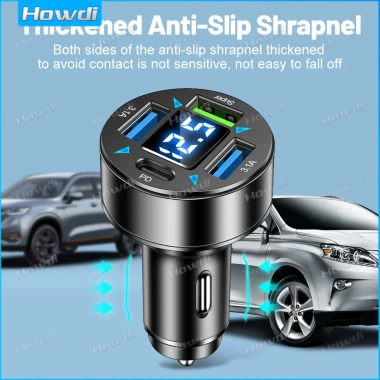 Sạc Nhanh 66W 4 Cổng USB 3.0 PD Loại C cho Xe Hơi Adapter Sạc Điện Thoại Ô Tô 8