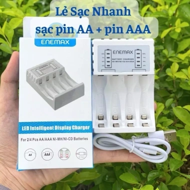 Sạc Nhanh Enenmax Pin AA 4.600mAh + AAA 2.600mAh - An Toàn, Tiết Kiệm, Giá Chỉ 97.000đ