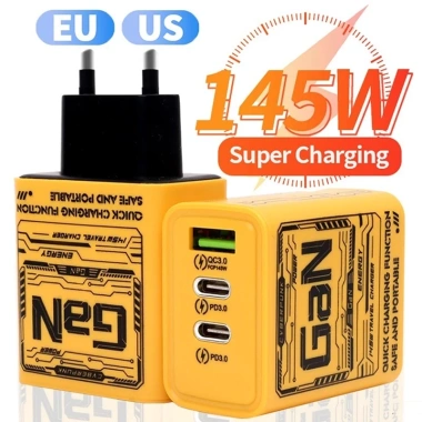 Sạc Nhanh GaN 145W 3 Cổng USB C QC 3.0 Du Lịch Ngoài Trời Ưu Đãi 55.850₫
