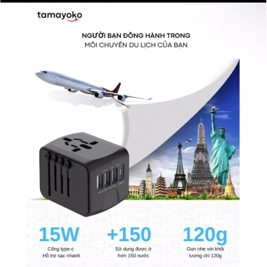 Sạc Nhanh PD Type C 35W, Ổ Cắm Điện Du Lịch Quốc Tế Tamayoko 2.000W Đa Năng Giá 449k 2