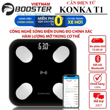 Sạc Pin 2 Lần Cân Điện Tử KONKA T1 Bluetooth Đo Sức Khỏe Kiểm Soát Ăn Uống 250k