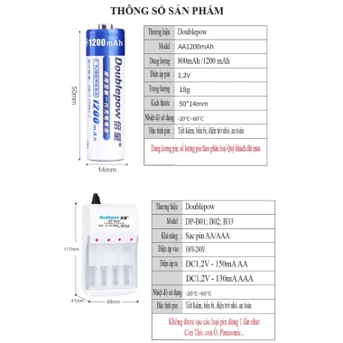 Sạc Pin 4 Cổng Doublepow DP-B02 Chính Hãng + Pin AA/AAA - 21.000 Đ, Giao Toàn Quốc