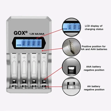Sạc Pin 4 Khe LCD cho Eneloop AA/AAA 1.2V Ni-MH - 179.000 VND