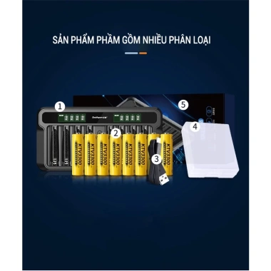 Sạc Pin AA AAA Doublepow DP-UKL578 - Sạc Nhanh Tự Ngắt, Pin 3.300mAh Dùng Cho Micro & Đồ Chơi 2