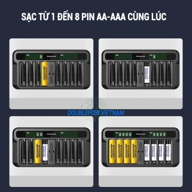 Sạc Pin AA AAA Doublepow DP-UKL578 - Sạc Nhanh Tự Ngắt, Pin 3.300mAh Dùng Cho Micro & Đồ Chơi 4