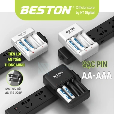 Sạc pin Beston C807b AA/AAA 1.2V Ni-MH, đèn báo, sạc nhanh 220V - Giá chỉ 39.000₫
