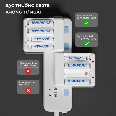 Sạc pin Beston C807b AA/AAA 1.2V Ni-MH, đèn báo, sạc nhanh 220V - Giá chỉ 39.000₫