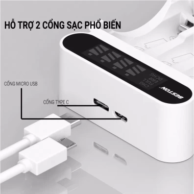Sạc pin Beston C9.023L AA/AAA sạc nhanh, LCD hiển thị, tự ngắt khi đầy - Dùng cho micro, remote, giảm còn 60k