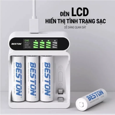 Sạc pin Beston C9.023L AA/AAA sạc nhanh, LCD hiển thị, tự ngắt khi đầy - Dùng cho micro, remote, giảm còn 60k