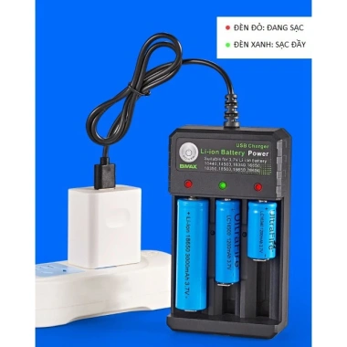 Sạc Pin BMAX 3 Khe đa dung Li ion 18.650,18.500,18.350 - Giá 59.000 VND