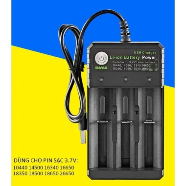 Sạc Pin BMAX 3 Khe đa dung Li ion 18.650,18.500,18.350 - Giá 59.000 VND