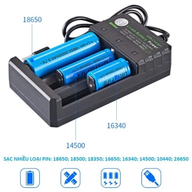 Sạc Pin BMAX 3 Khe đa dung Li ion 18.650,18.500,18.350 - Giá 59.000 VND 4 Sạc Pin BMAX 3 Khe đa dung Li ion 18.650,18.500,18.350 - Giá 59.000 VND 4