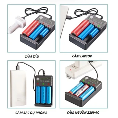 Sạc Pin BMAX 3 Khe đa dung Li ion 18.650,18.500,18.350 - Giá 59.000 VND