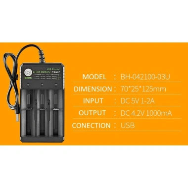 Sạc Pin BMAX 3 Khe đa dung Li ion 18.650,18.500,18.350 - Giá 59.000 VND