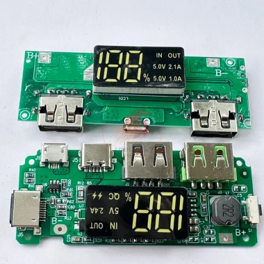 Sạc pin dự phòng lithium 2 cổng USB 5V 2.4A/2A/1A, đèn LED, Micro và Type‑C, giá 43.503 VND 2