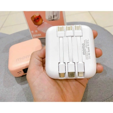 Sạc Pin Dự Phòng Momo 30.000 mAh – Gương Trang Điểm tích hợp, kèm 3 dây cáp sạc, giá chỉ 500.000đ