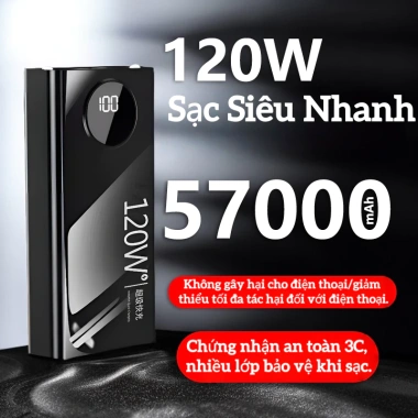 Sạc siêu nhanh 120W 57.000mAh - Pin dự phòng đa chuẩn, tương thích mọi điện thoại, giá 359.999đ