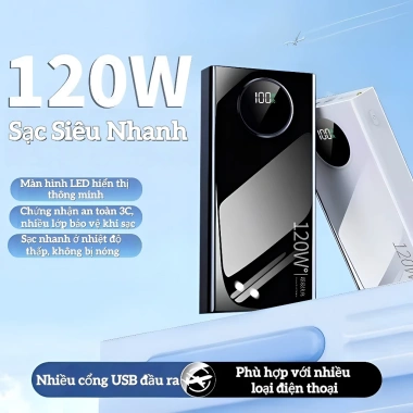 Sạc siêu nhanh 120W 57.000mAh - Pin dự phòng đa chuẩn, tương thích mọi điện thoại, giá 359.999đ 3 Sạc siêu nhanh 120W 57.000mAh - Pin dự phòng đa chuẩn, tương thích mọi điện thoại, giá 359.999đ 3