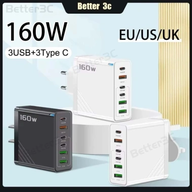 Sạc Tường 6 trong 1 3USB+3PD 160W Siêu Nhanh - Đa Cổng iOS/Android, Giá 112.309₫