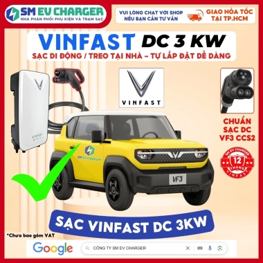 Sạc xe điện VF3 DC 3KW di động - Tương thích Vinfast VFe34, VF5, VF6, VF7, VF8, VF9, Minio, HERIO, NERIO, LIMO, GREEN - Sạc nhanh, mạnh mẽ, tiết kiệm