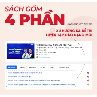 Sách 100 đề minh hoạ thi 10 môn Toán Moonbook - Giá ưu đãi 150.000 VND giảm từ 193.500 VND 2