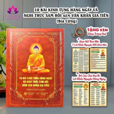 Sách 6 Bài Kinh Tụng Hàng Ngày Bìa Cứng kèm Vòng Hạt, Lời Khấn, Sám Hối Thai Nhi, Chú Đại Bi – Giá ưu đãi 195.000₫