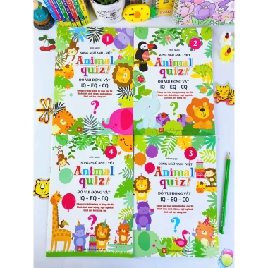 Sách Combo 4 cuốn Animal Quiz Song Ngữ Anh Việt - Đố Vui Động Vật IQ EQ CQ Tập 1-4 Giá 40.000₫