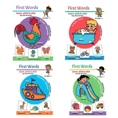 Sách First Words Học Dán và Tô Màu - Caramel Publishing - Bản Quyền Bỉ Giá ưu đãi 80.000 VND