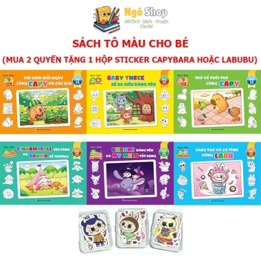 Sách tô màu Baby Three, Capybara, Kuromi, Labubu, Cinnamoroll Sanrio cho bé 18.000đ