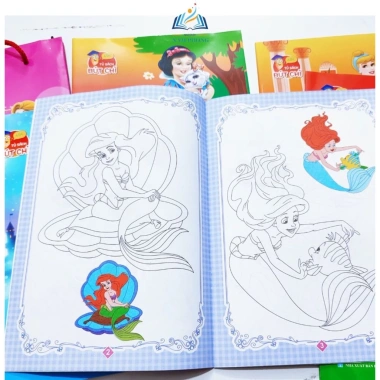 Sách tô màu công chúa 6 cuốn cho bé 2-6 tuổi - kèm sáp 12 màu, giảm giá 35.000₫ 2