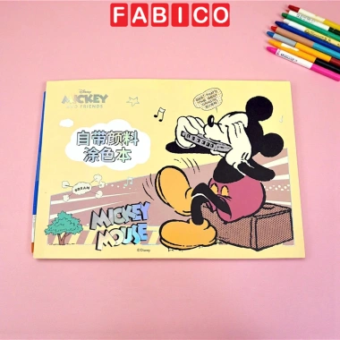 Sách Tô Màu Mickey Disney Chính Hãng - Giấy Dày, Nét In Đẹp, Kèm Bảng Màu Khô