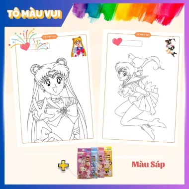 Sách tô màu Sailor Moon 20 trang cực đẹp - Đồ chơi giáo dục sáng tạo cho bé gái 3