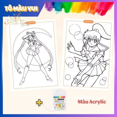 Sách tô màu Sailor Moon 20 trang cực đẹp - Đồ chơi giáo dục sáng tạo cho bé gái 4