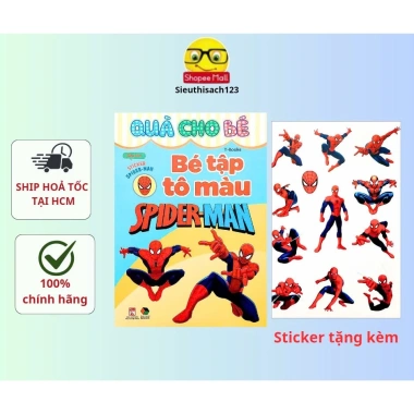 Sách tô màu Spiderr-Man kèm sticker - Quà tặng bé sáng tạo, giảm giá 14.700 VND