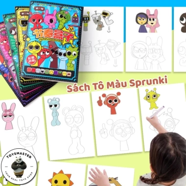 Sách tô màu Sprunki Incredibox Nhân vật Simon Raddy Jevin, giá 30.000 VND
