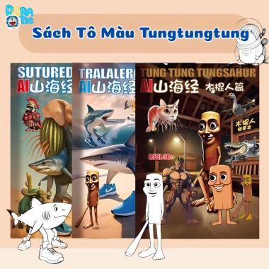 Sách Tô Màu Tung Tung Sahur – Nhân Vật Tralalero, Bombom, Lavacca Bé, 32k