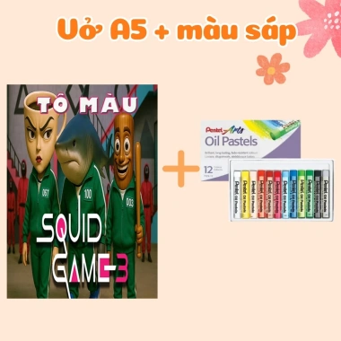 Sách tô màu Tung Tung Tung Sahur Squid Game 3 cho bé - giấy dày không lem, sáng tạo