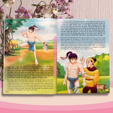 Sách truyện tranh Thạch Sanh song ngữ Việt Anh, truyện cổ tích màu đẹp, 15.000 cho bé 3