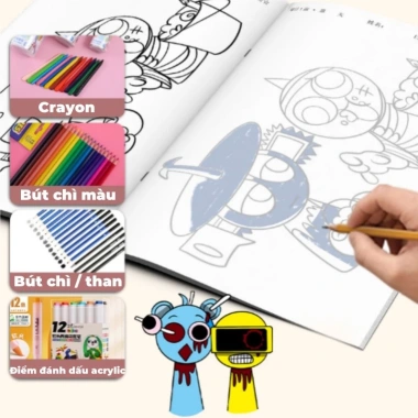 Sách viết tay Sprunki - Bộ giấy nến vẽ cho trẻ em Incredibox sổ tay sáng tạo giá chỉ 34.729₫ 3