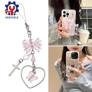 SADYUELE Nơ Dây Điện Thoại Trái Tim Acrylic, Khóa Móc Hoa Hồng, Dây Đeo Độc Đáo, Giá 40.798 VND