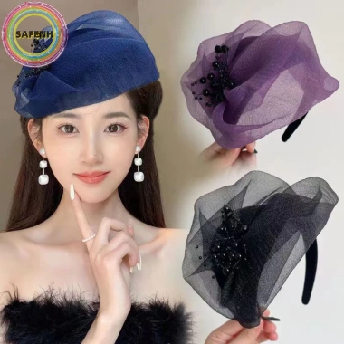 Safenh Nửa Nón Pháp Retro Thanh Lịch Tóc Vòng Tiệc Băng Đô Quấn Tóc Nữ Giá 30.800đ
