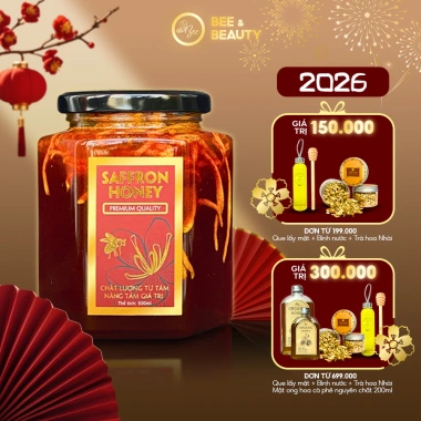 Saffron Ngâm Mật Ong và Đông Trùng Hạ Thảo Beebeauty, ngủ ngon sâu giấc, giảm 20%, chính hãng