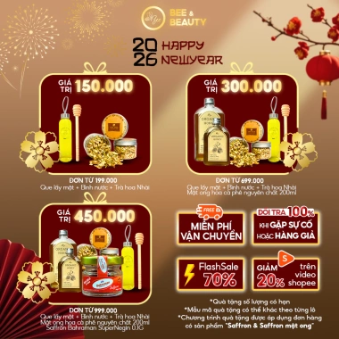 Saffron Ngâm Mật Ong và Đông Trùng Hạ Thảo Beebeauty, ngủ ngon sâu giấc, giảm 20%, chính hãng