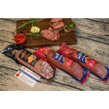 Salami hun khói vị tiêu Chekizobo Premium 350g - Xúc xích lạp xưởng khô Nga, giảm giá chỉ 225.000 VND