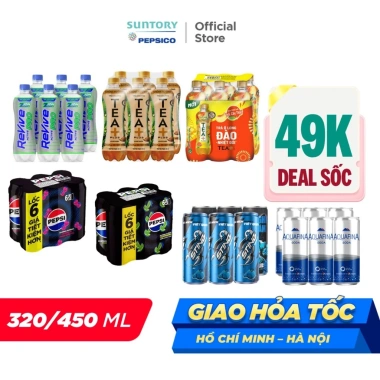 SALE 3.3 Lốc 6 Nước Giải Khát Đa Dạng Trà, Nước Tăng Lực, Nước Ngọt Có Ga, Nước Điện Giải 67.000 VND