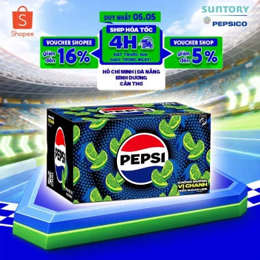 SALE 3.3 Thùng 24 Chai Pepsi Vị Chanh Không Calo Không Đường 390ml Giá chỉ 162.000 VND