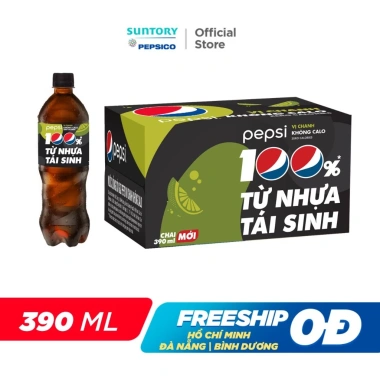 SALE 3.3 Thùng 24 Chai Pepsi Vị Chanh Không Calo Không Đường 390ml Giá chỉ 162.000 VND