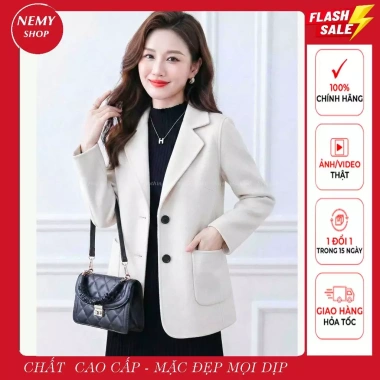 SALE Áo khoác dạ ép nữ cao cấp NEMY A25.359 - Vest mềm mướt, túi hộp, lớp lót sang trọng, chỉ 199.000₫